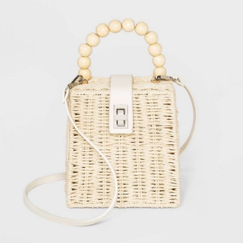Violet Ray Beaded handle Bucket Bag